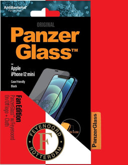 PanzerGlass Feyenoord - Case Friendly Screenprotector - Voor de iPhone 12 Mini - Zwart