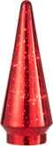 J-Line decoratie Kerstboom - glas - rood - large - LED lichtjes