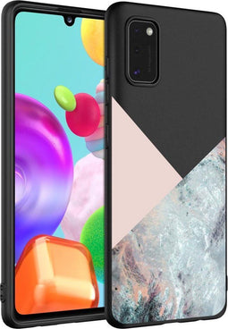 iMoshion Hoesje Geschikt voor Samsung Galaxy A41 Hoesje Siliconen - iMoshion Design hoesje - Zwart / Roze / Graphic Marble Pink