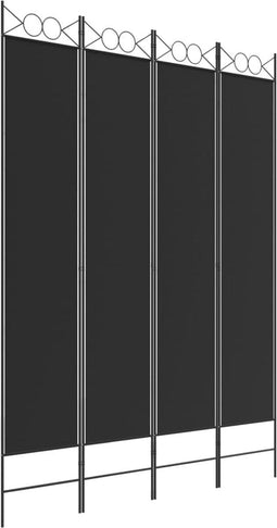 vidaXL - Kamerscherm - met - 4 - panelen - 200x200 - cm - stof - zwart