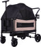 Cabino Waggie Bolderkar Opvouwbaar - 2 Zitjes - Inclusief Duwstang Trekbeugel Drinkbeker - Max. 44 kg - Zwart/Taupe