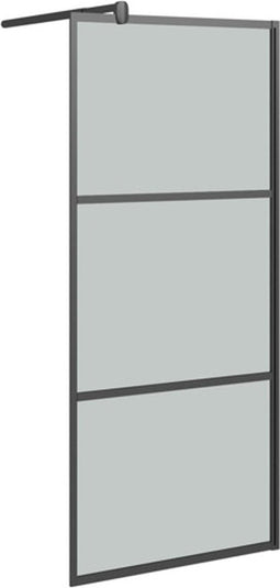 vidaXL - Inloopdouchewand - 90x195 - cm - donker - ESG-glas - zwart