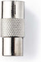 Nedis CSGB40942ME - Coax adapter - Verbinding voor 2 coaxkabels - Zilver