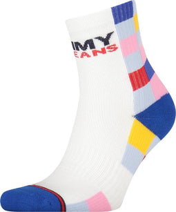 TOMMY JEANS RACERCHECK Sokken - Halfhoog - Maat 35-38 - Wit
