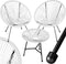 tectake® Bistroset - 2 stoelen en 1 tafel - Retro Egg Chairs Acapulco-stijl - Weerbestendig - Wit