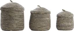 Light&living Mand S/3 met deksel max Ø36x42 cm MANGALA grijs