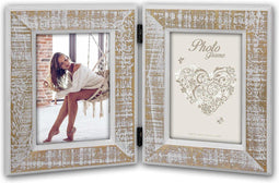 ZEP - Duo / 2-luik houten fotolijst wit / bruin Levico 2Q voor 2 foto's 10x15 - WW3546