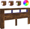 Hoofdeinde met LED 200x18,5x103,5 cm bewerkt hout gerookt eiken