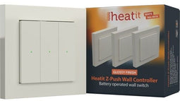Heatit Z-Push - Wandcontroller - Batterijgevoed - Wit RAL 9010 (3x)