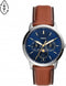 Fossil Neutra FS5903 - Herenhorloge 42 mm - Blauwe wijzerplaat bruin eco-leer (4064092123074)