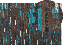 KISIR - Patchwork vloerkleed - Bruin - 140 x 200 cm - Koeienhuid leer