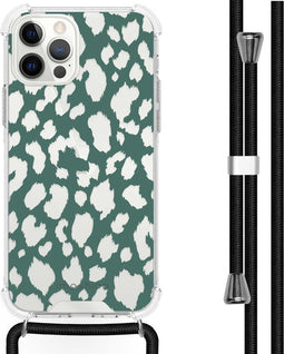 iMoshion Hoesje Geschikt voor iPhone 12 Pro / 12 Hoesje Met Koord - iMoshion Design Hoesje met Koord - Groen / Transparant / Panther Illustration