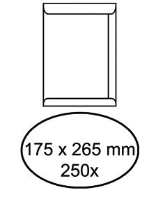 Envelop akte 175x265mm zelfklevend 100gr wit 250stuks