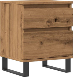 vidaXL - Nachtkastje - 40x35x50 - cm - bewerkt - hout - artisanaal - eikenkleur