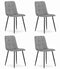 Set van 4 Eetkamerstoelen KARA Lichtgrijs – Velvet Bekleding, Ergonomisch Design, Zwarte Metalen Poten, Comfortabele Zitting, Max. 120 kg