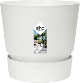 Elho Greenville Rond 30 - Grote Bloempot met Waterreservoir - 100% Gerecycled Plastic - Ø 29.5 x H 27.8 cm - Wit