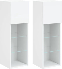 vidaXL - Tv-meubels - met - LED-verlichting - 2 - st - 30,5x30x90 - cm - wit