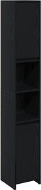 vidaXL - Badkamerkast - Zwart - Eiken - 30x30x183,5 - cm - Bewerkt - hout