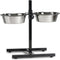 Beeztees Standaard - Hondenvoer- en drinkbak - 2 RVS bakken - Zwart - 28 cm (2 stuks)