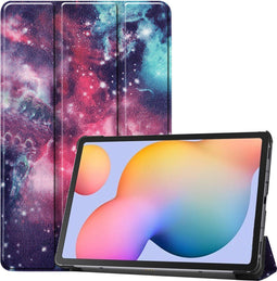 imoshion Tablet Hoes - Geschikt voor Samsung Galaxy Tab S6 Lite (2024) / Galaxy Tab S6 Lite (2022) / Galaxy Tab S6 Lite - Design Trifold Bookcase - Space