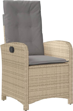 vidaXL - Tuinstoel - verstelbaar - met - kussens - poly - rattan - gemengd - beige