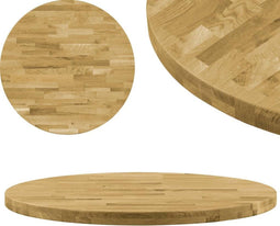 vidaXL - Tafelblad - rond - 44 - mm - 900 - mm - massief - eikenhout