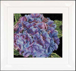 Thea Gouverneur - Borduurpakket met telpatroon - 497A - Voorgesorteerde DMC Garens - Hortensia - Aida - 15 cm x 14 cm - DIY Kit
