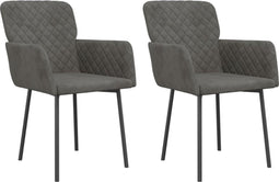 vidaXL - Eetkamerstoelen - 2 - st - fluweel - donkergrijs