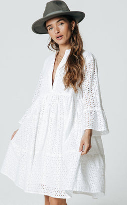 Colourful Rebel - Indy Broderie Anglaise Boho Jurk - Maat L