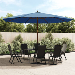 vidaXL - Parasol - met - houten - paal - 400x273 - cm - azuurblauw