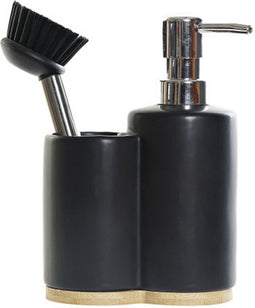 Items Zeeppompje met keuken organizer Soul - zwart - 2 compartimenten - dolomiet - 11 x 18 cm