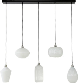 AnLi Style Hanglamp 5L stripe white glass mix