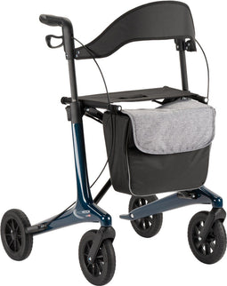 MultiMotion Carbon Rollator L – 5,5 kg met Softwielen & Boodschappentas Blauw