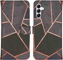 iMoshion Hoesje Geschikt voor Samsung Galaxy A14 (5G) Hoesje Met Pasjeshouder - iMoshion Design Softcase Bookcase - Zwart / Black Graphic