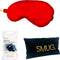 SMUG Slaapmasker met Roze Oordopjes en Opbergzakje - 100% Verduisterend - Verstelbaar Oogmasker in Satijn - Rood