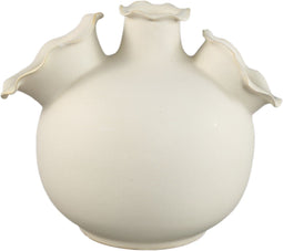 PTMD Umme Cream Round Glazed Ceramic Vase Wavy Edges L