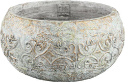 PTMD Charis groene cement bloemen schaal rond maat in cm: 40 x 40 x 20 - Groen