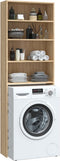 vidaXL - Wasmachinekast - 64x24x190 - cm - wit - en - sonoma - eikenkleurig