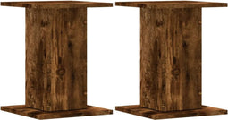 vidaXL - Plantenstandaards - 2 - st - 30x30x40 - cm - bewerkt - hout - gerookt - eiken