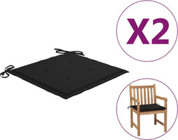 vidaXL - Tuinstoelkussens - 2 - st - 50x50x4 - cm - oxford - stof - zwart