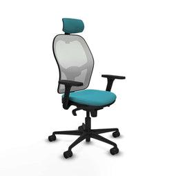 Piqueras y Crespo 3D036N2 - Bureaustoel - Verstelbare hoofdsteun en hoogte - Turkoois