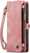 Caseme - Geschikt voor iPhone 15 Pro Max - Vintage 2 in 1 portemonnee hoes - Lichtroze