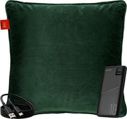 Coozie Oplaadbaar Warmtekussen – Draadloos & Bedraad – 45–65°C – Velvet – 45 x 45 cm – Donkergroen –