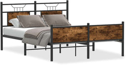 vidaXL - Bedframe - zonder - matras - hout - gerookt - eikenkleurig - 140x200 - cm
