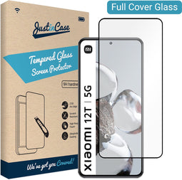 Xiaomi 12T / 12T Pro screenprotector - Full Cover - Gehard glas - Zwart - Just in Case