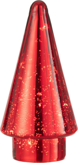 J-Line decoratie Kerstboom - glas - rood - small - LED lichtjes