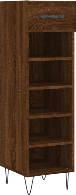 vidaXL - Schoenenkast - 30x35x105 - cm - bewerkt - hout - bruin - eikenkleur