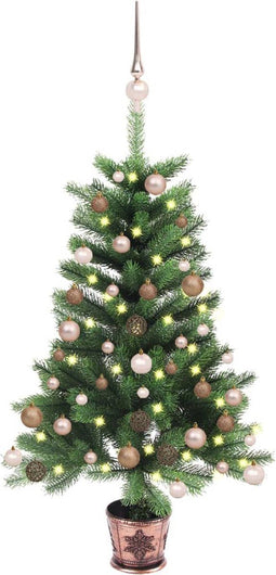 vidaXL - Kunstkerstboom - met - verlichting - en - kerstballen - 90 - cm - groen