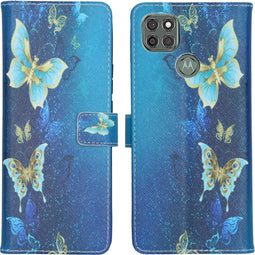 iMoshion Hoesje Geschikt voor Motorola Moto G9 Power Hoesje Met Pasjeshouder - iMoshion Design Softcase Bookcase - Meerkleurig / Blue Butterfly