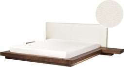 ZEN - Tweepersoonsbed met LED - Bruin - 180 x 200 cm - Bouclé
